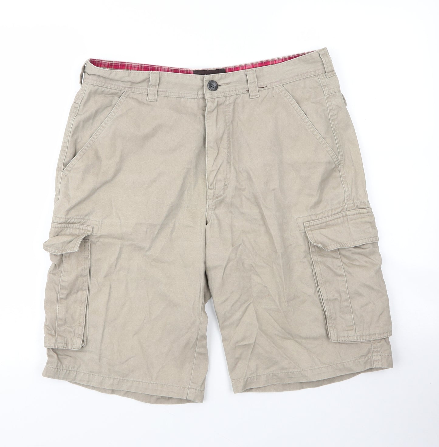 Monsoon Mens Beige  Cotton Cargo Shorts Size 32 in L11 in Regular Zip