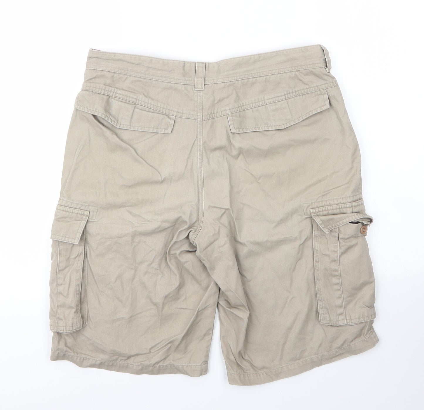 Monsoon Mens Beige  Cotton Cargo Shorts Size 32 in L11 in Regular Zip