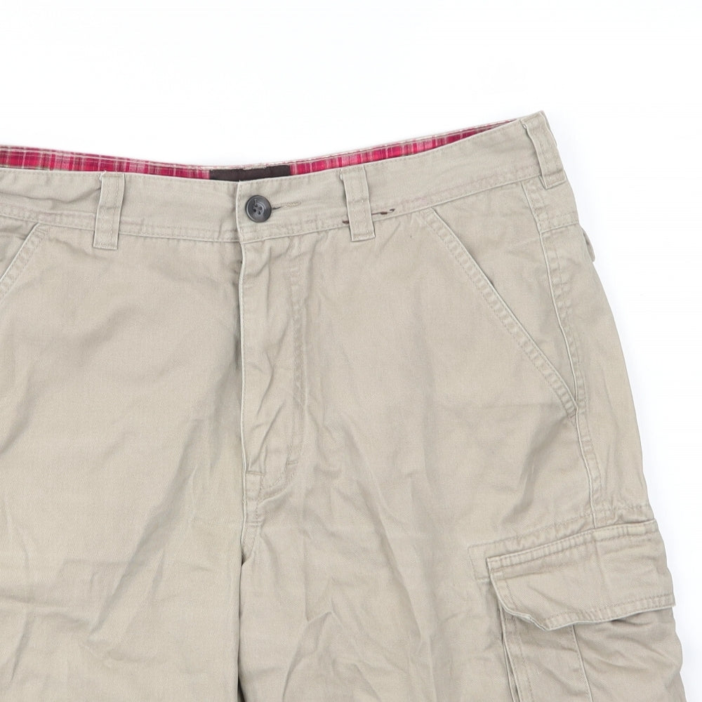 Monsoon Mens Beige  Cotton Cargo Shorts Size 32 in L11 in Regular Zip