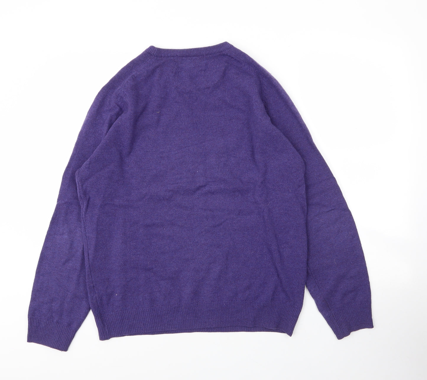 M&S Mens Purple Round Neck  Wool Pullover Jumper Size M