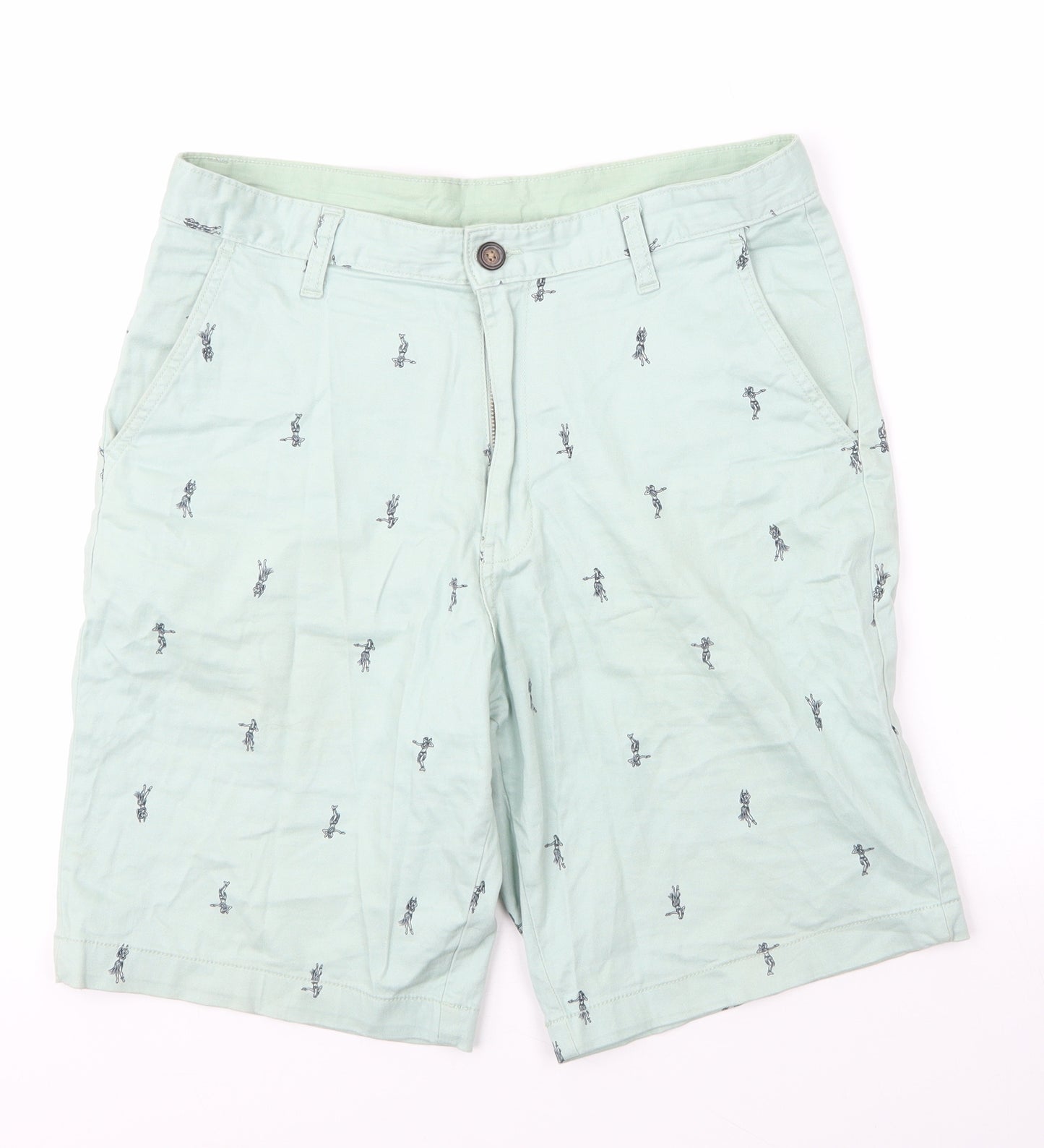 George Mens Green  Cotton Bermuda Shorts Size 32 in L10 in Regular Zip