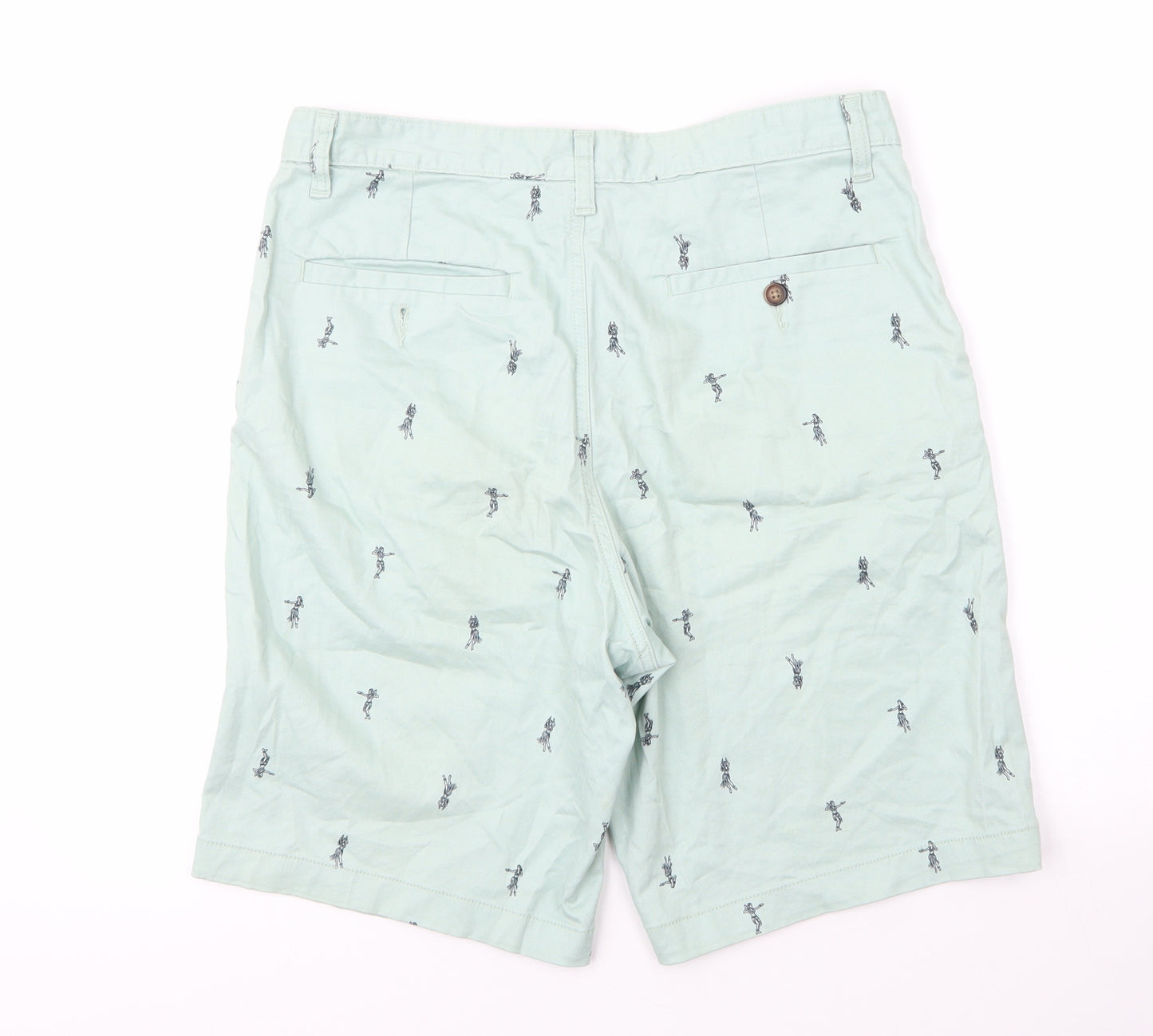 George Mens Green  Cotton Bermuda Shorts Size 32 in L10 in Regular Zip