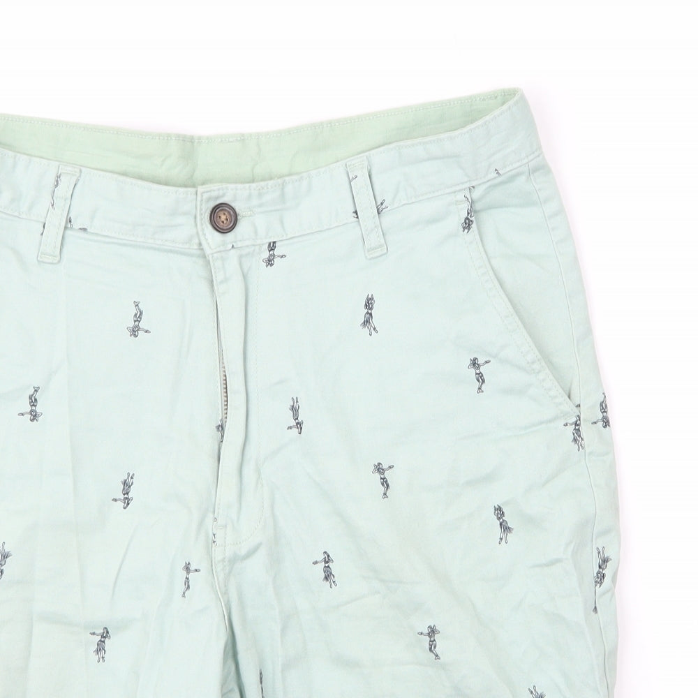 George Mens Green  Cotton Bermuda Shorts Size 32 in L10 in Regular Zip
