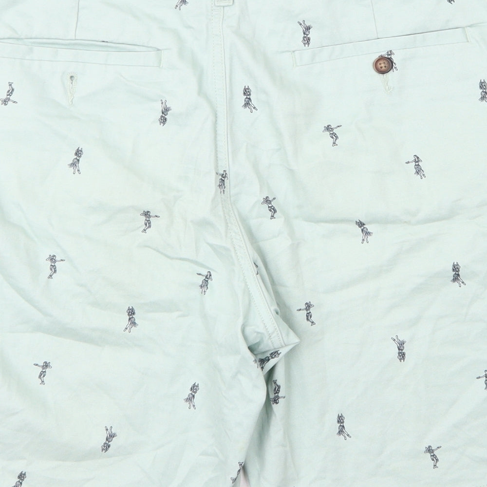 George Mens Green  Cotton Bermuda Shorts Size 32 in L10 in Regular Zip