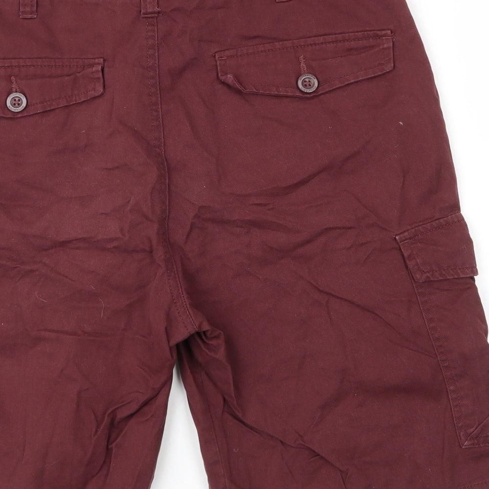 Mountain Warehouse Mens Brown  Cotton Cargo Shorts Size 32 in L11 in Regular Button