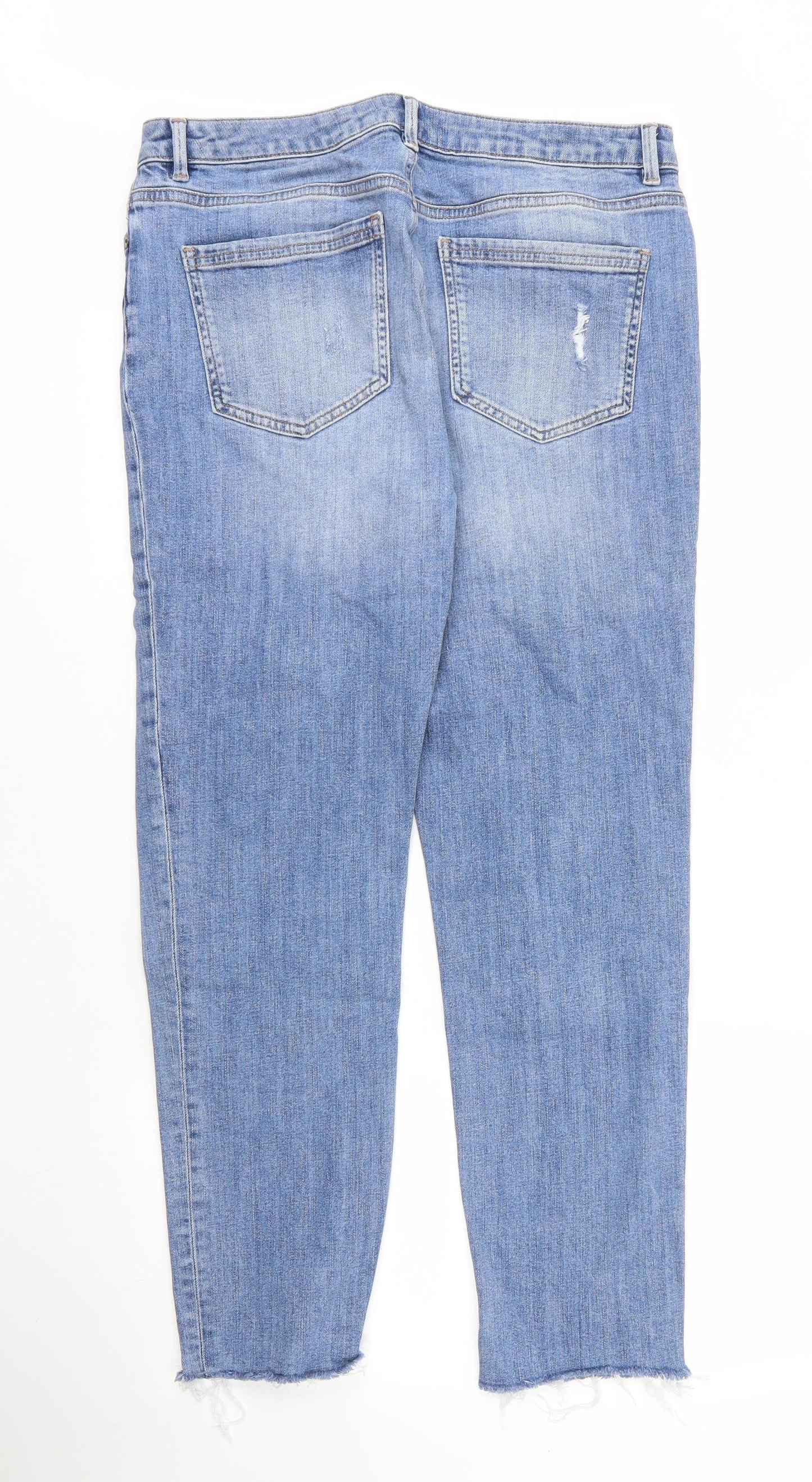 Mint Velvet Womens Blue  Cotton Skinny Jeans Size 14 L26 in Regular Zip