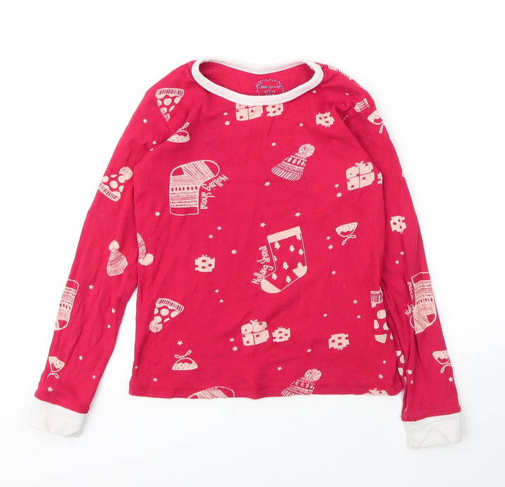 Leigh Tucker Girls Red Cotton Basic T-Shirt Size 6 Years Round Neck - Christmas Pyjama