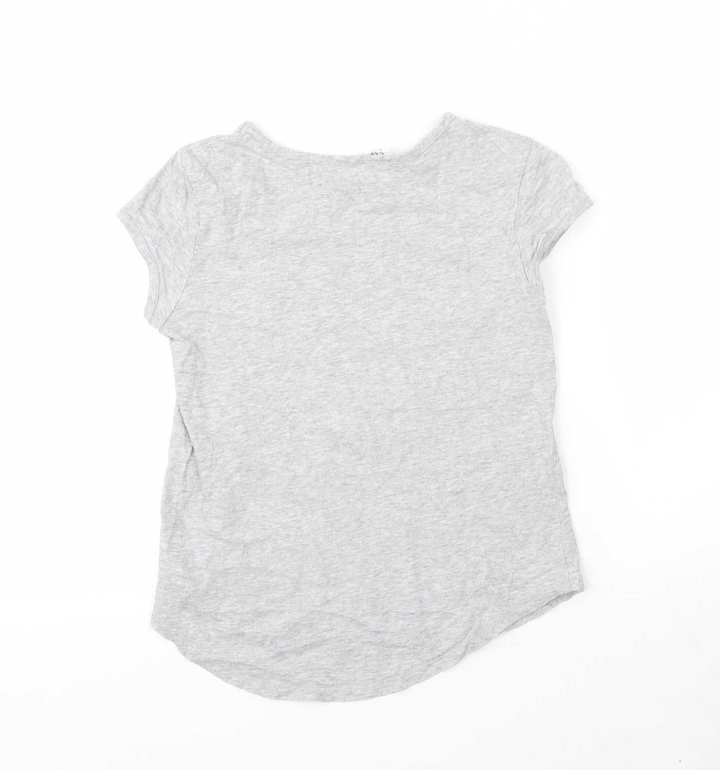 Gap Girls Grey  Cotton Basic T-Shirt Size 12 Years Round Neck  - Cat