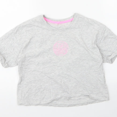 George Girls Grey  Cotton Cropped Blouse Size 9 Years Round Neck