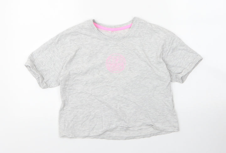 George Girls Grey  Cotton Cropped Blouse Size 9 Years Round Neck