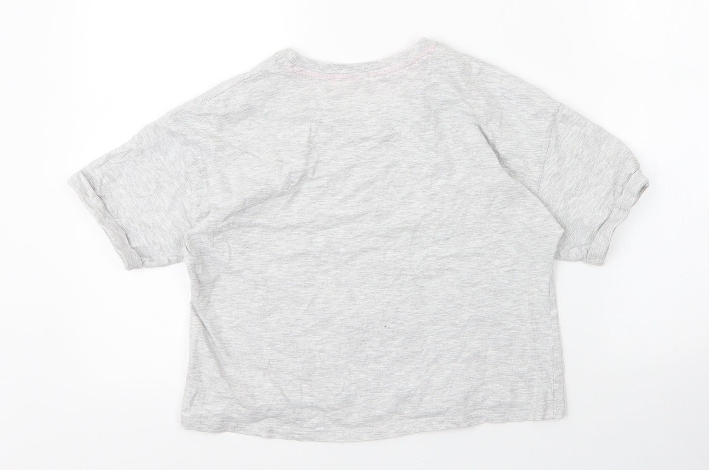George Girls Grey  Cotton Cropped Blouse Size 9 Years Round Neck