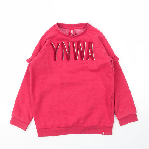 LFC Girls Red Round Neck  Cotton Pullover Jumper Size 9 Years