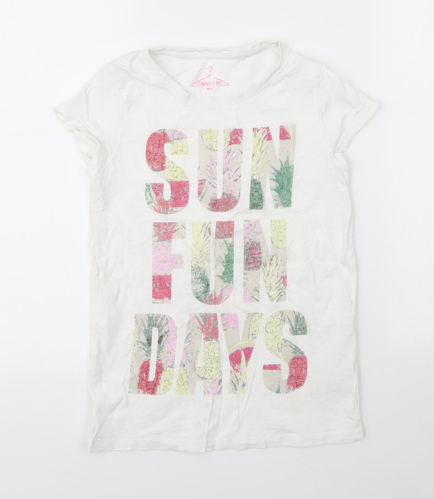 NEXT Girls White  Cotton Basic T-Shirt Size 10 Years Round Neck