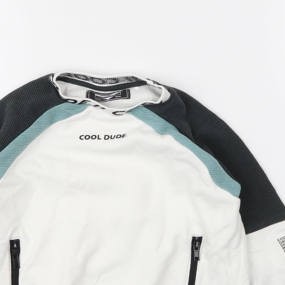 NEXT Boys White Round Neck  Cotton Pullover Jumper Size 5 Years