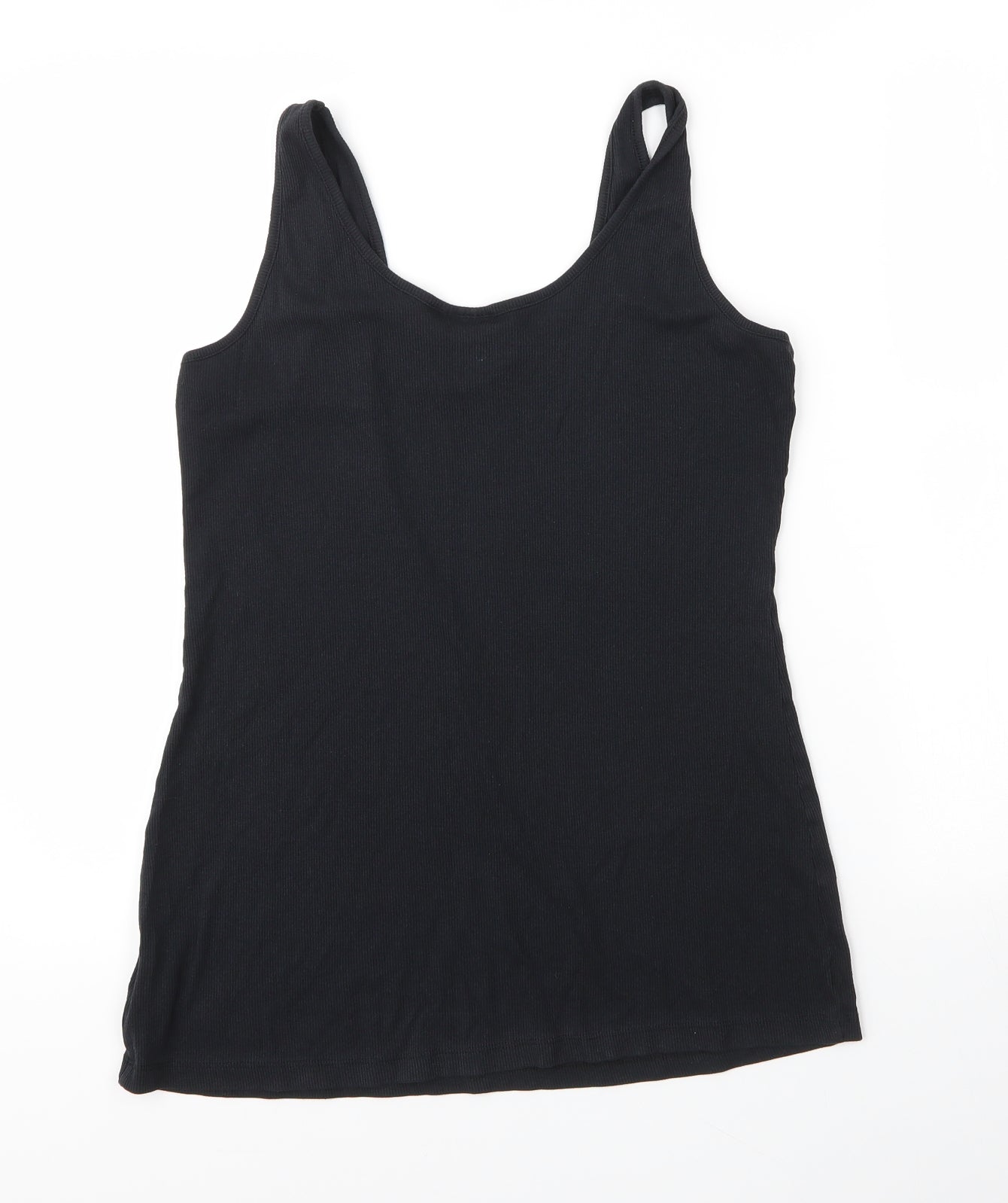 NEXT Womens Black  Cotton Basic Tank Size 16 Scoop Neck