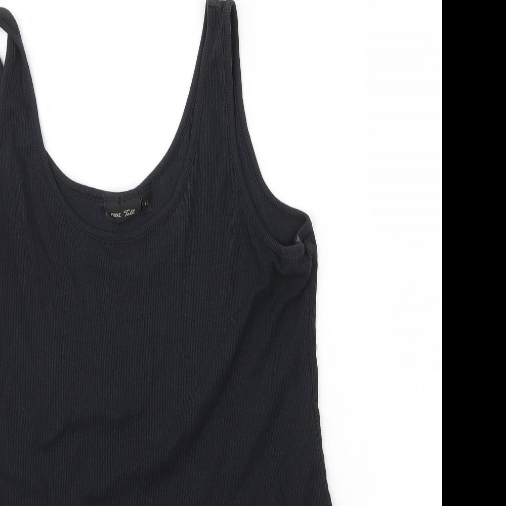 NEXT Womens Black  Cotton Basic Tank Size 16 Scoop Neck
