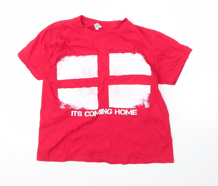 Casual Classics Girls Red  Cotton Basic T-Shirt Size 12 Years Round Neck  - Football