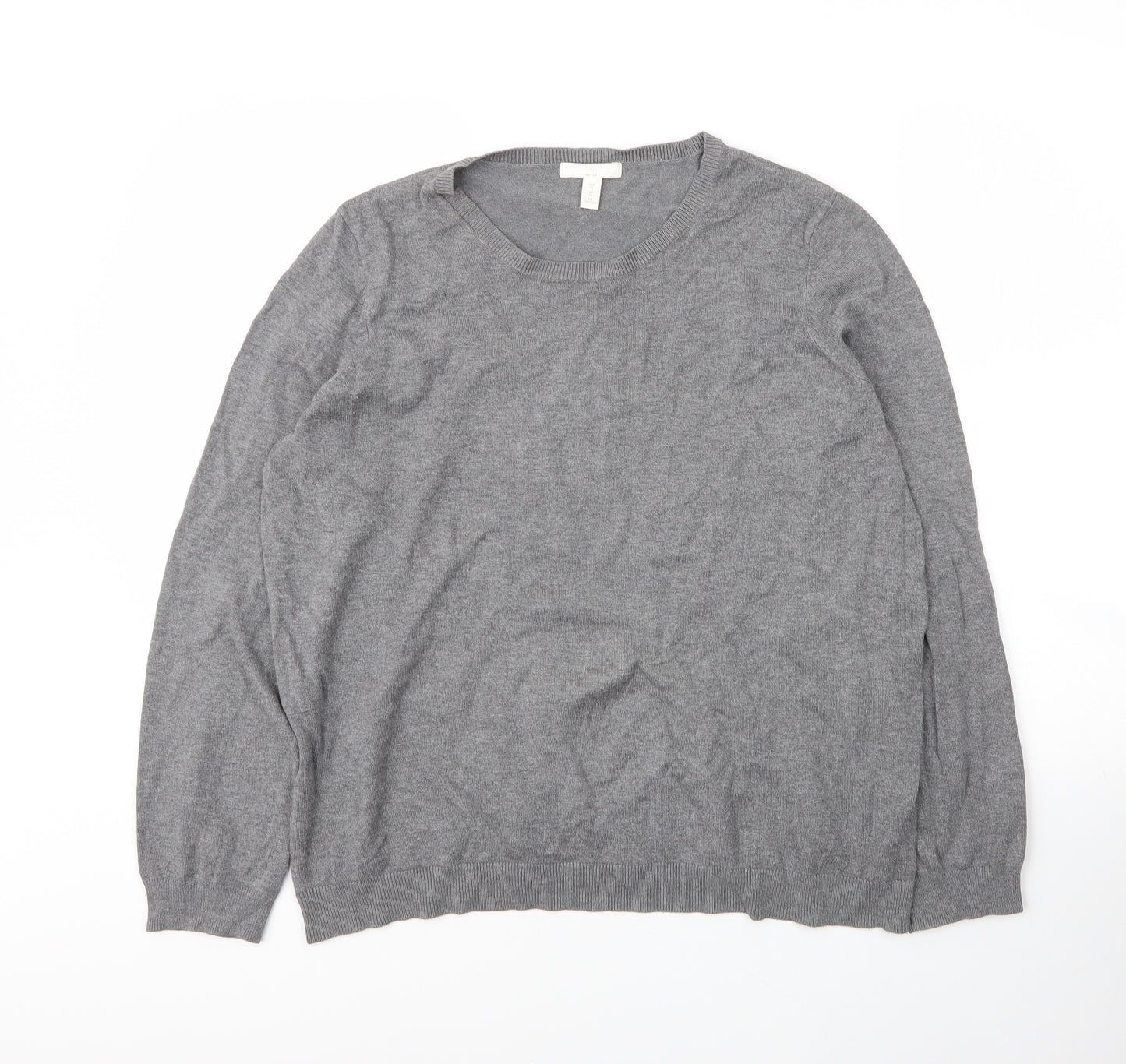 H&M Mens Grey Round Neck  Viscose Pullover Jumper Size XL
