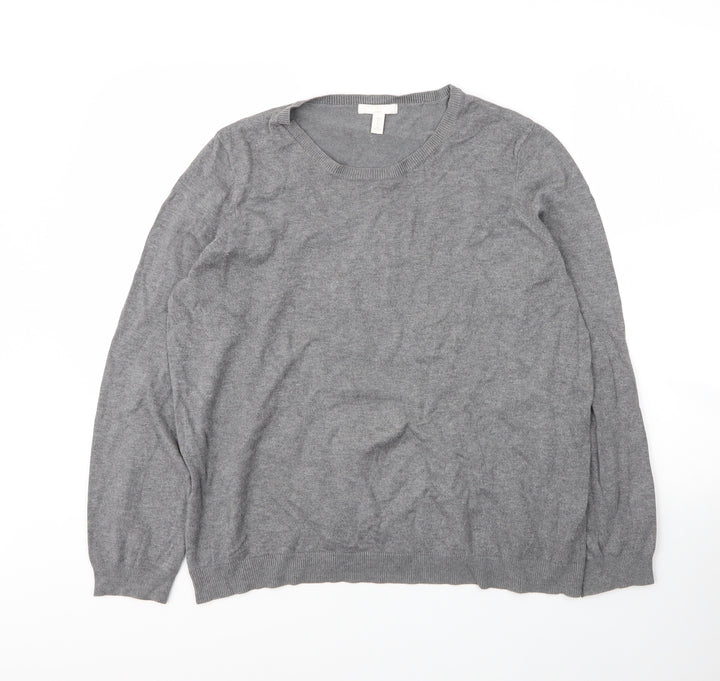 H&M Mens Grey Round Neck  Viscose Pullover Jumper Size XL