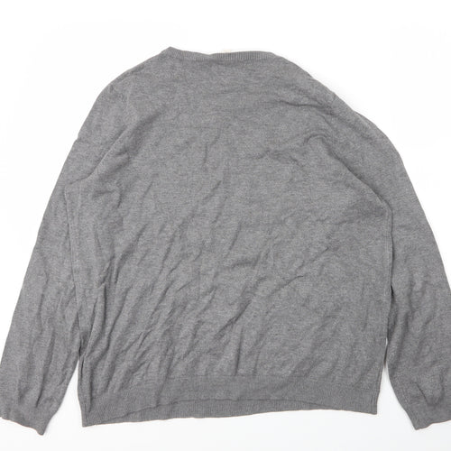 H&M Mens Grey Round Neck  Viscose Pullover Jumper Size XL