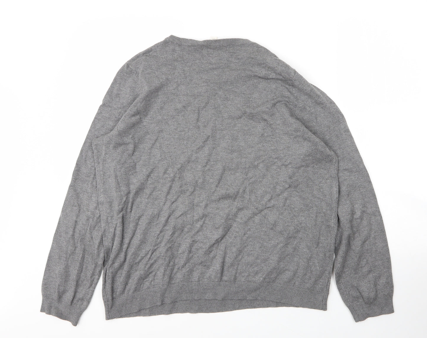 H&M Mens Grey Round Neck  Viscose Pullover Jumper Size XL