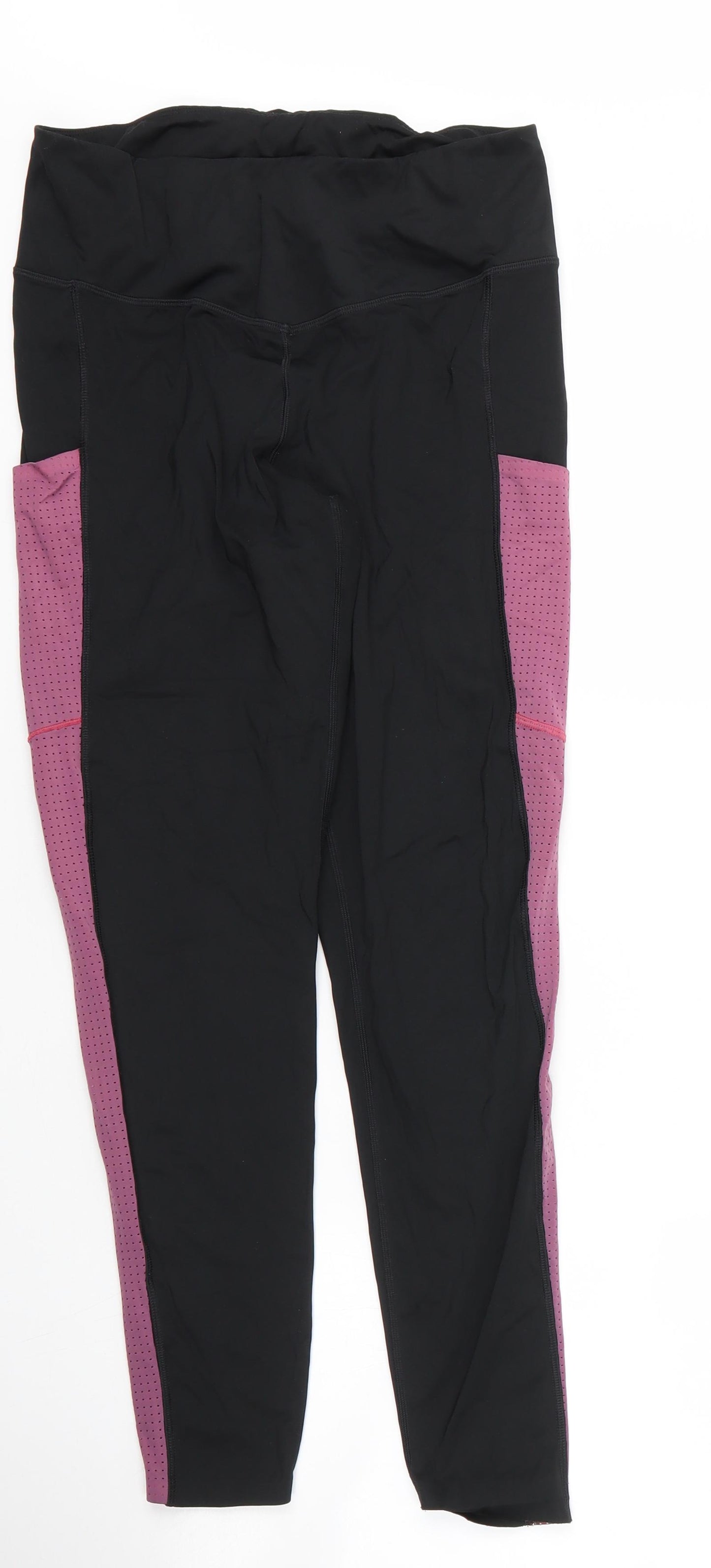 M&S Womens Black  Nylon Compression Leggings Size 14 L26 in Regular