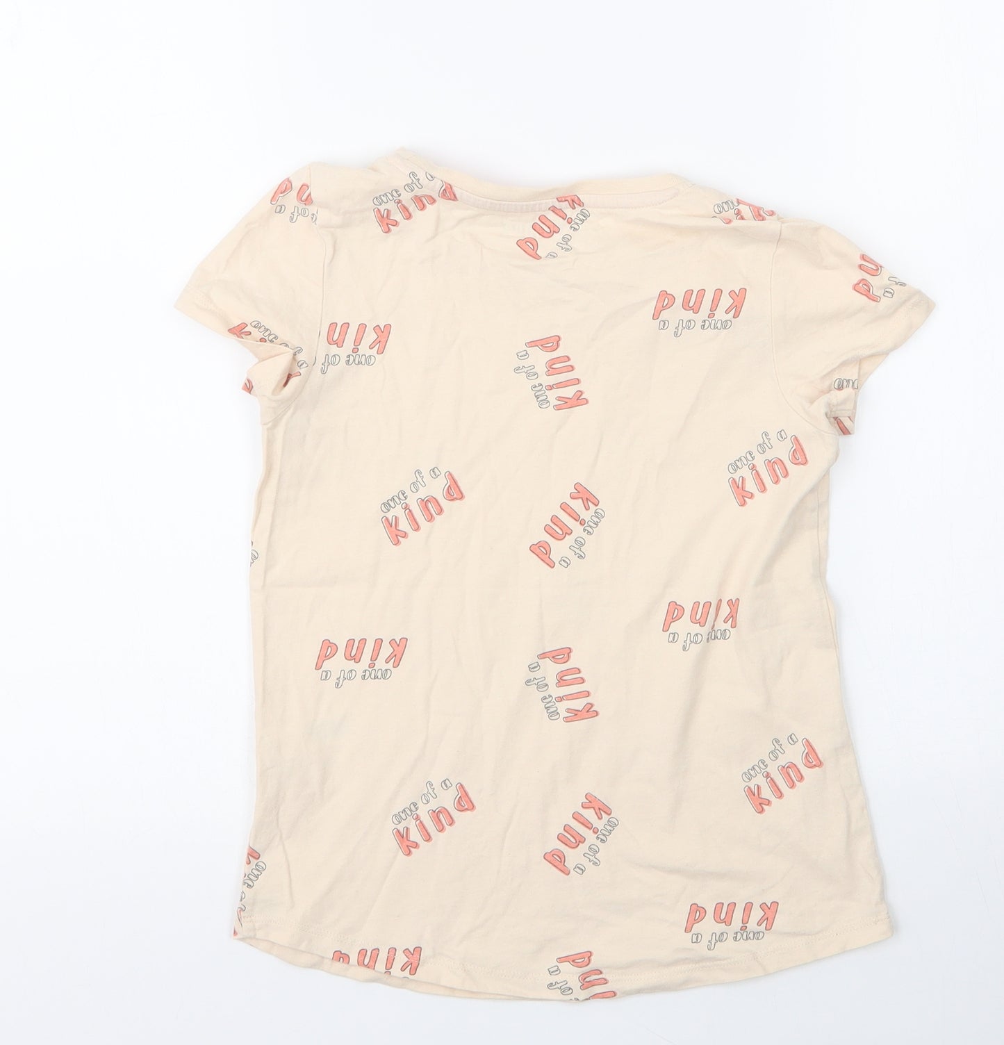 Nutmeg Girls Beige  Cotton Basic T-Shirt Size 9 Years Round Neck