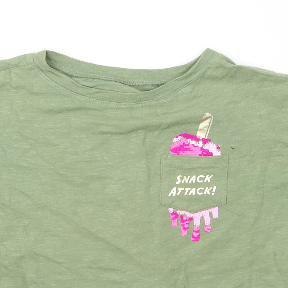 Gap Girls Green  Cotton Basic T-Shirt Size 4 Years Round Neck