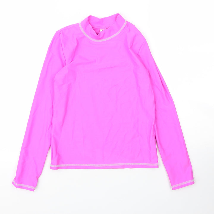 George Girls Pink  Polyester Basic T-Shirt Size 9 Years Mock Neck