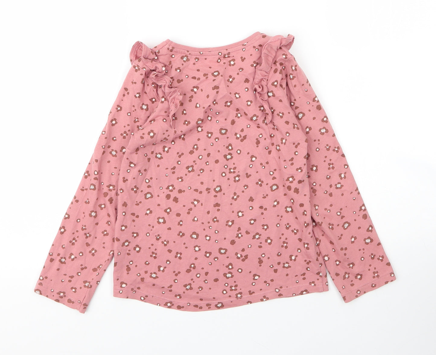 TU Girls Pink Animal Print Cotton Basic T-Shirt Size 6 Years Round Neck  - Leopard print