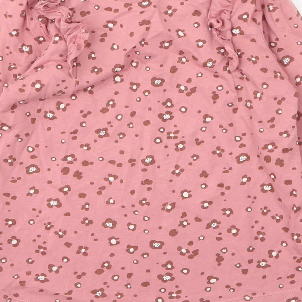 TU Girls Pink Animal Print Cotton Basic T-Shirt Size 6 Years Round Neck  - Leopard print