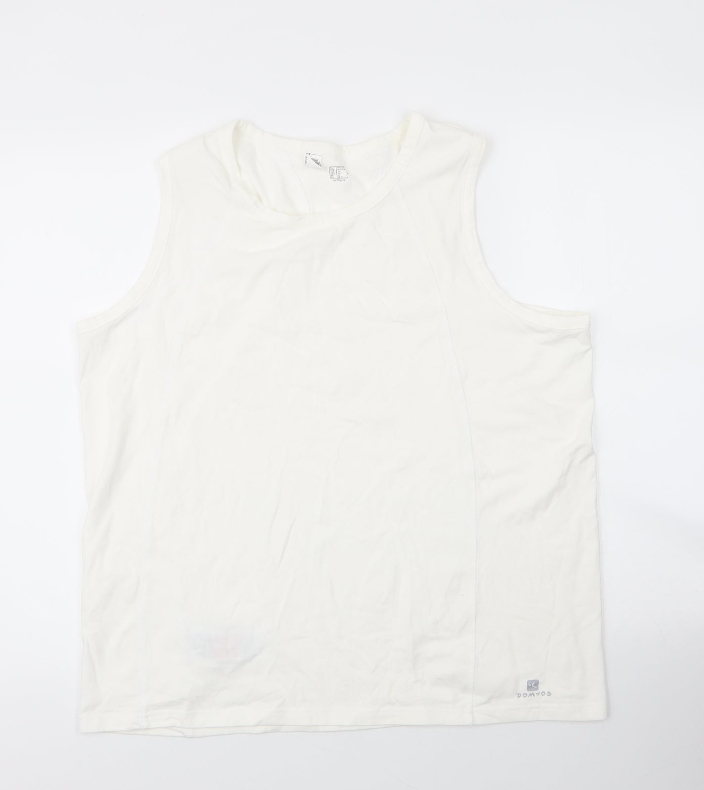 Oxlayne Mens White  Cotton Basic Tank Size XL Round Neck