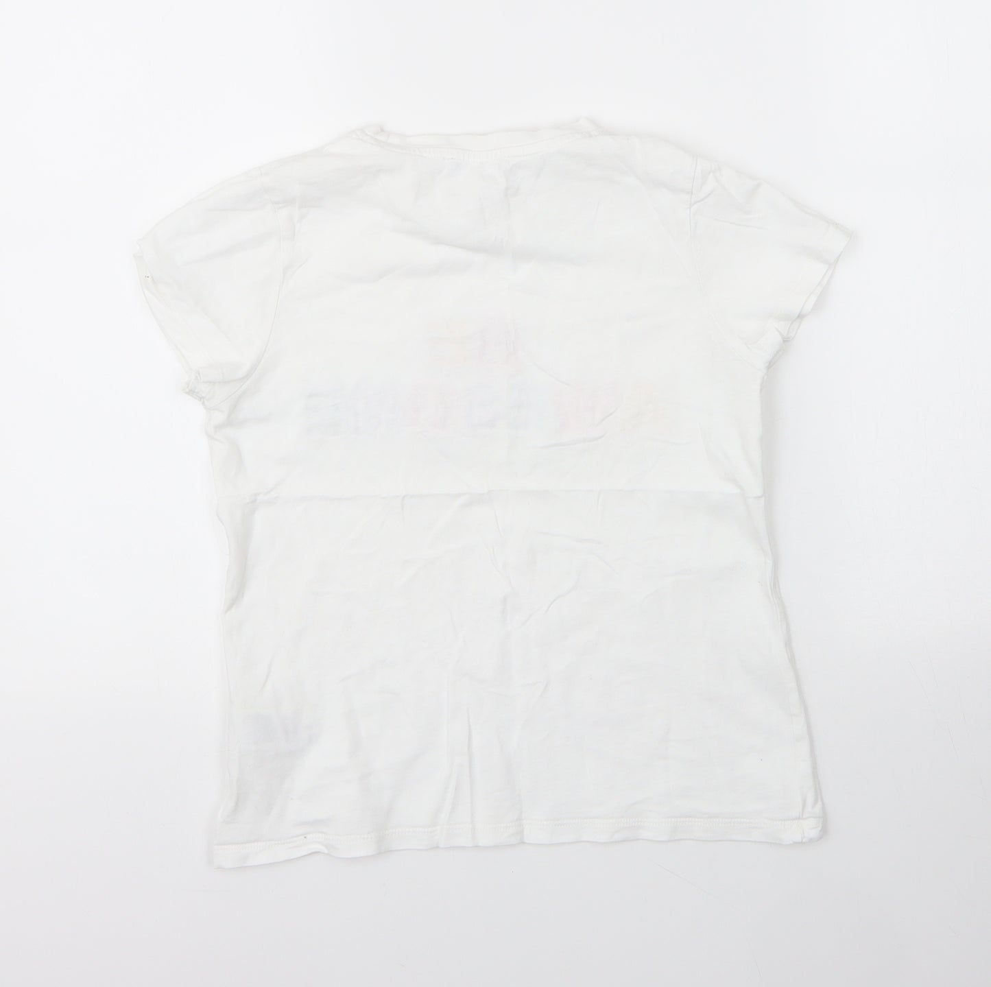 M&S Girls White  Cotton Basic T-Shirt Size 10 Years Round Neck
