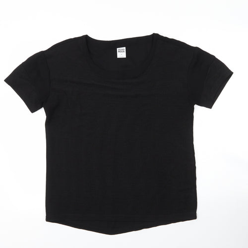 Vera Moda Womens Black  Polyester Basic Blouse Size M Round Neck