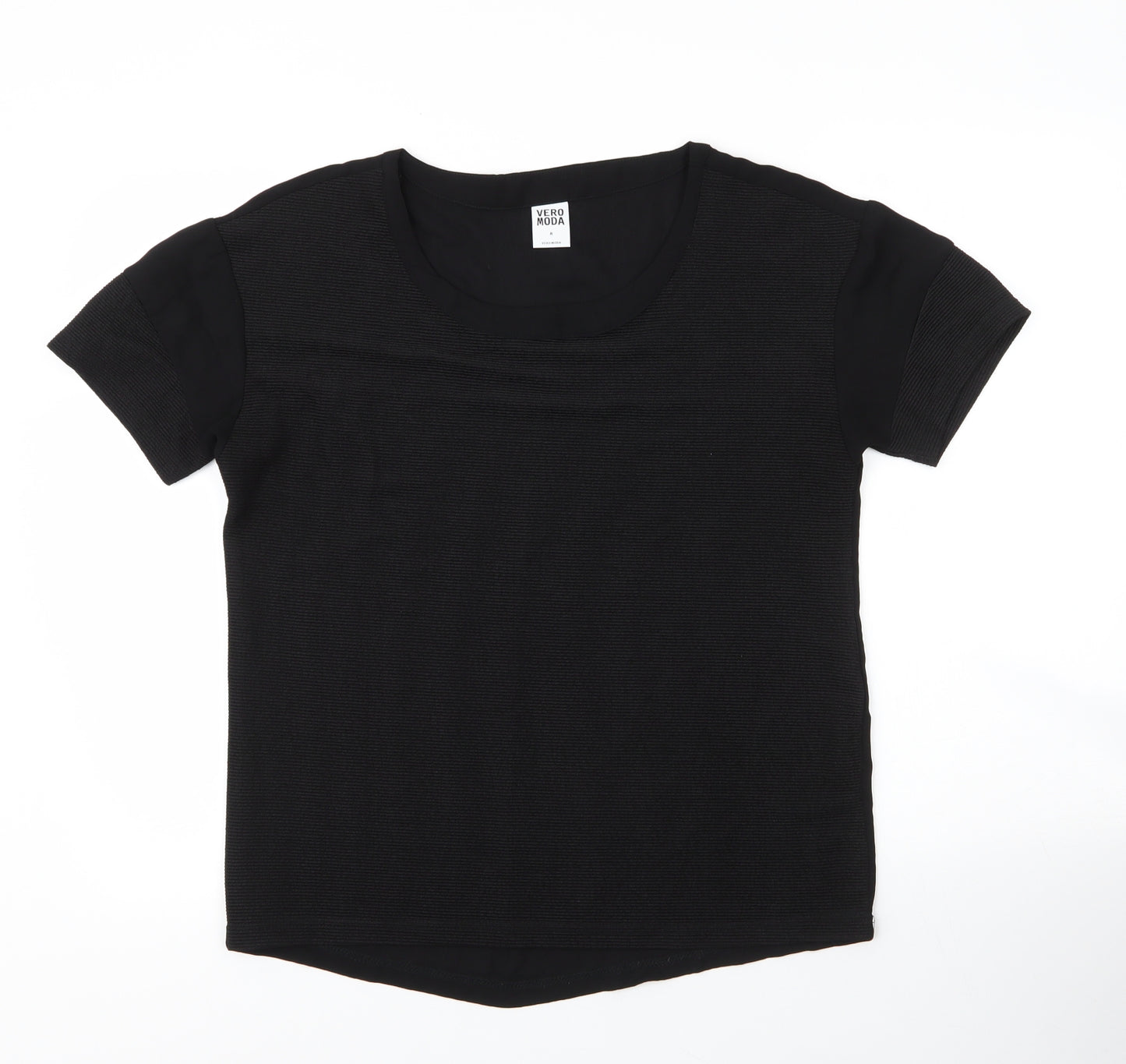 Vera Moda Womens Black  Polyester Basic Blouse Size M Round Neck