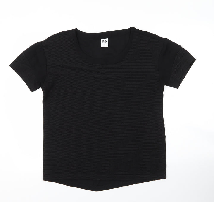 Vera Moda Womens Black  Polyester Basic Blouse Size M Round Neck