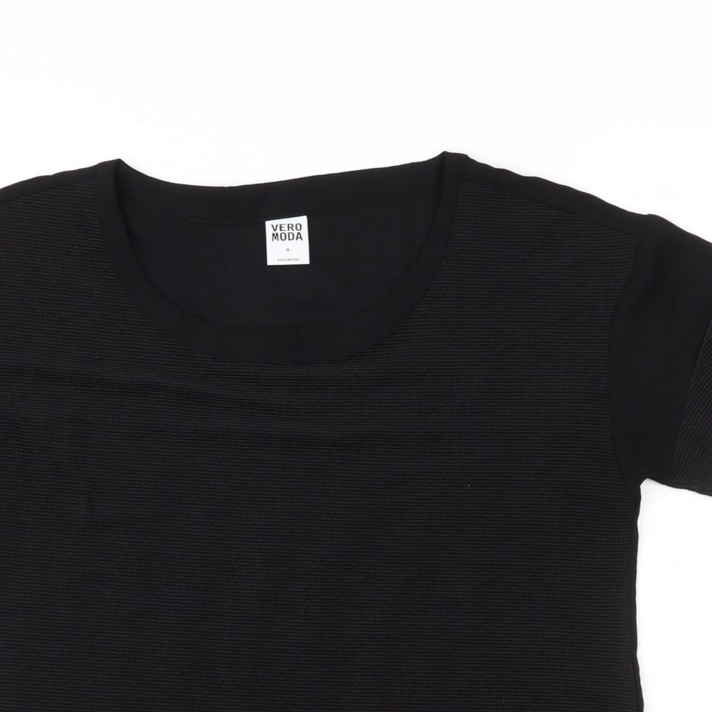 Vera Moda Womens Black  Polyester Basic Blouse Size M Round Neck