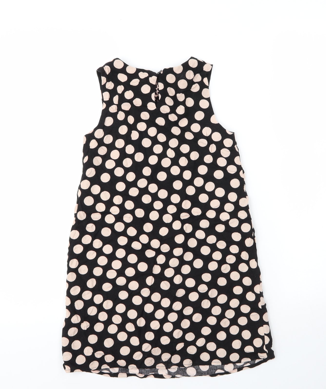 NEXT Girls Black Polka Dot Viscose Shift  Size 9 Years  Round Neck Button