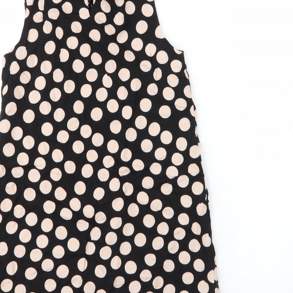 NEXT Girls Black Polka Dot Viscose Shift  Size 9 Years  Round Neck Button
