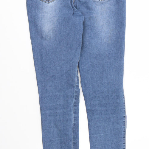 Amy Lynn Womens Blue Floral Cotton Skinny Jeans Size 12 L27 in Regular Zip