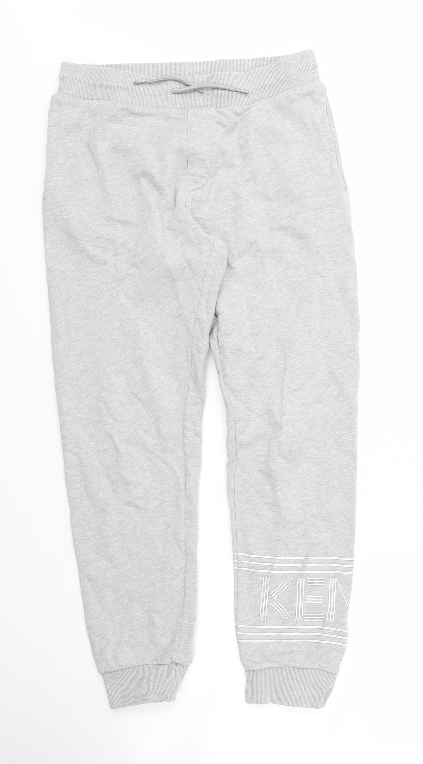 KENZO Womens Grey  Cotton Sweatpants Trousers Size 14 L26 in Regular Drawstring