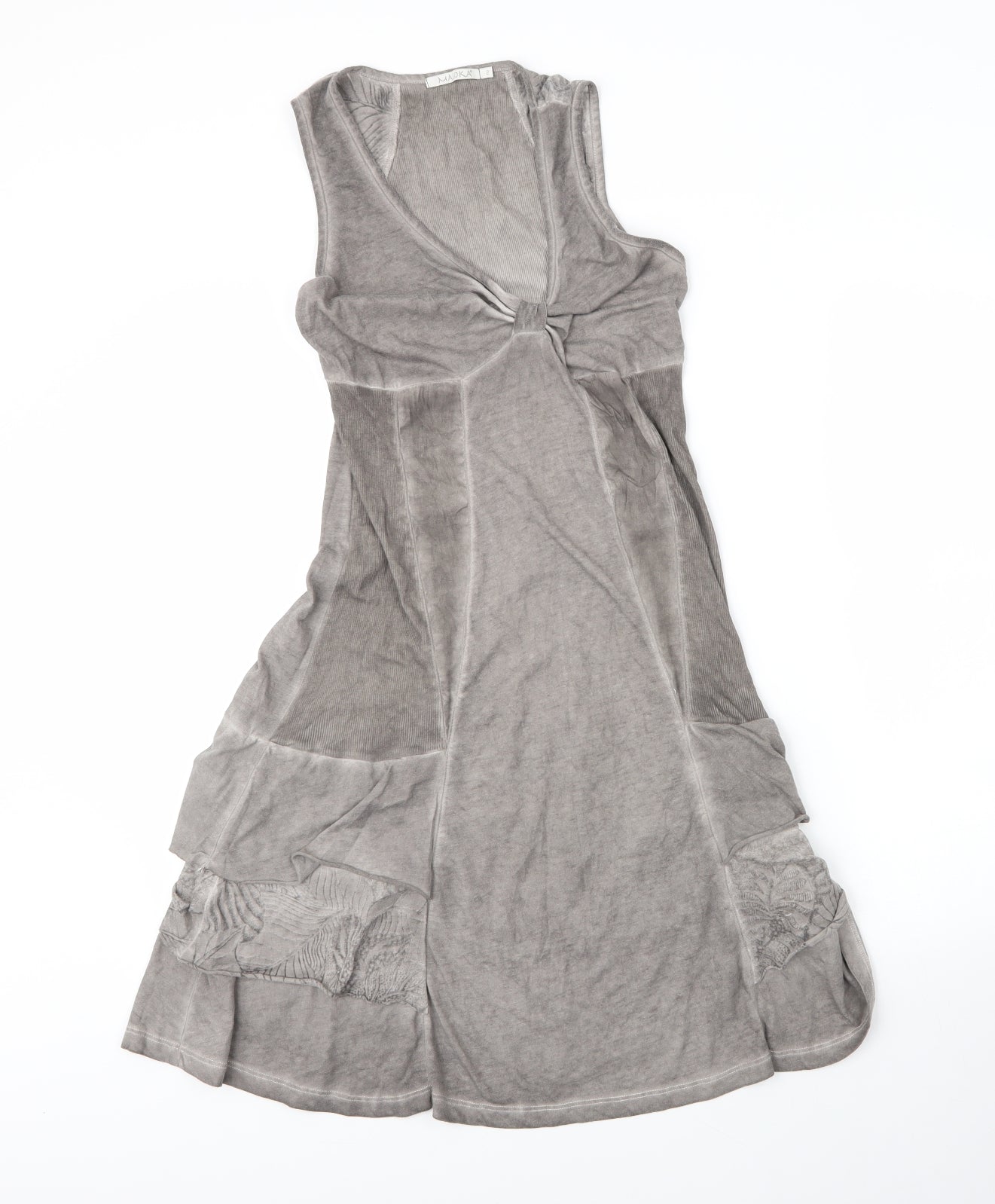 Maloka Womens Grey  Cotton A-Line  Size S  Scoop Neck