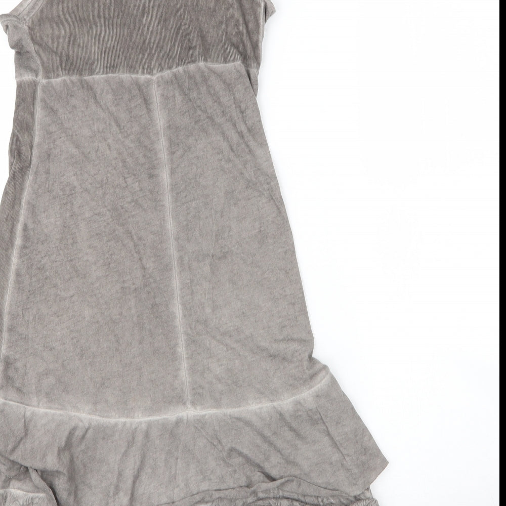 Maloka Womens Grey  Cotton A-Line  Size S  Scoop Neck