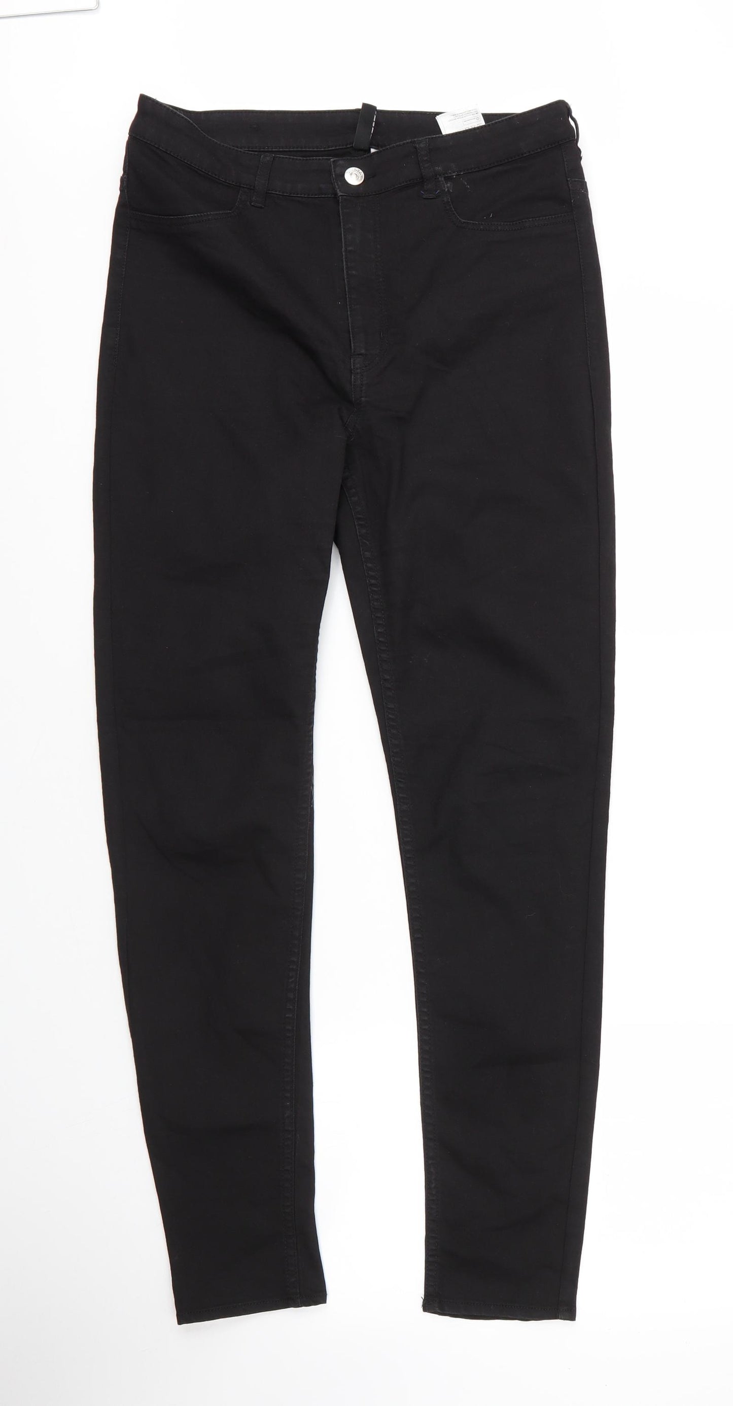 H&M Womens Black  Cotton Skinny Jeans Size 14 L29 in Regular Zip