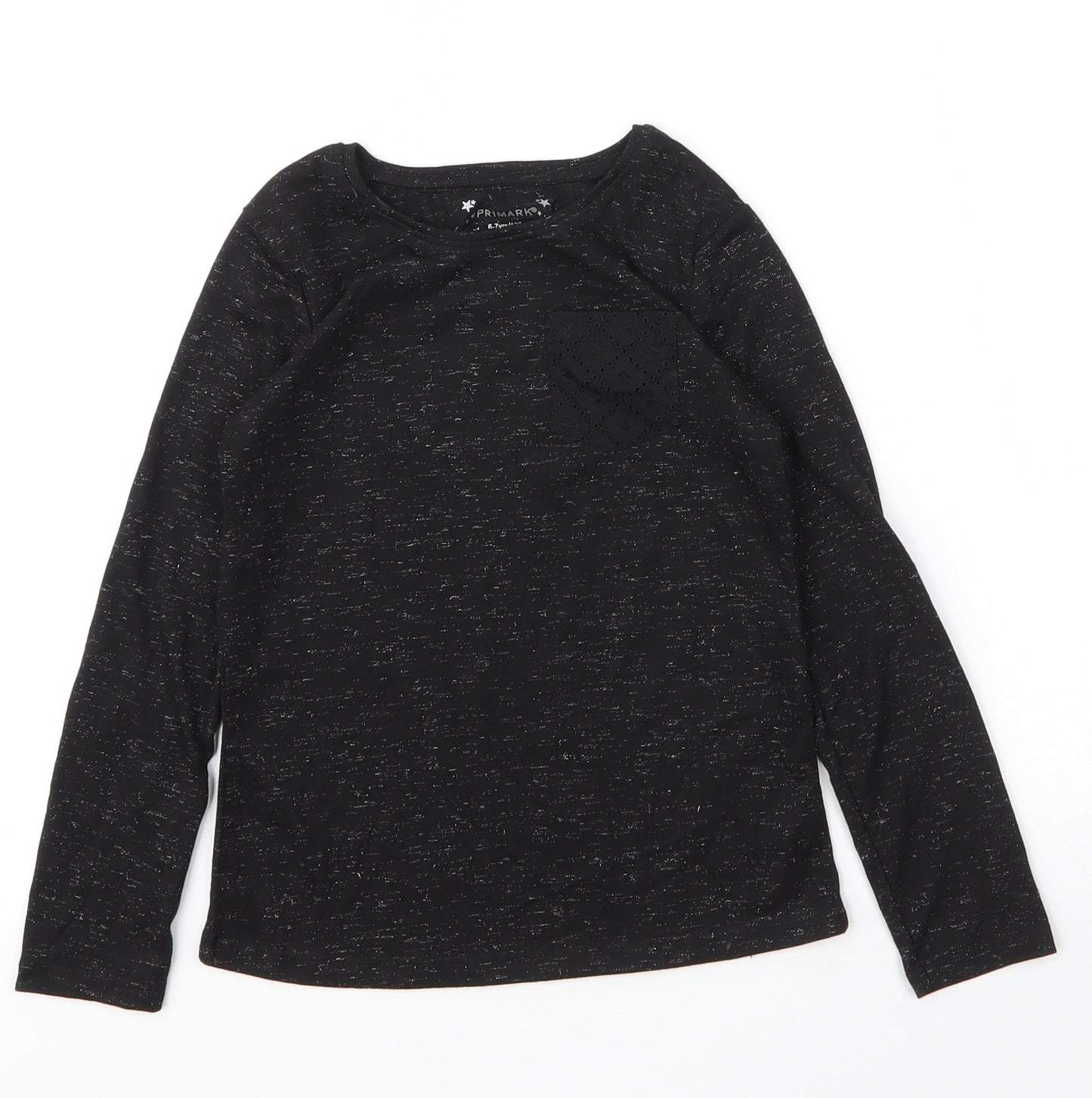 Primark Girls Black  Cotton Basic T-Shirt Size 6 Years Round Neck