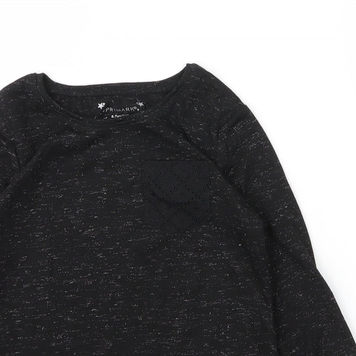 Primark Girls Black  Cotton Basic T-Shirt Size 6 Years Round Neck