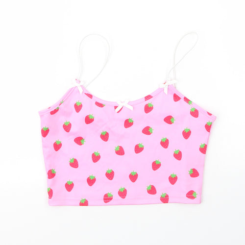 Preworn Womens Pink  Polyester Camisole Blouse Size S Round Neck