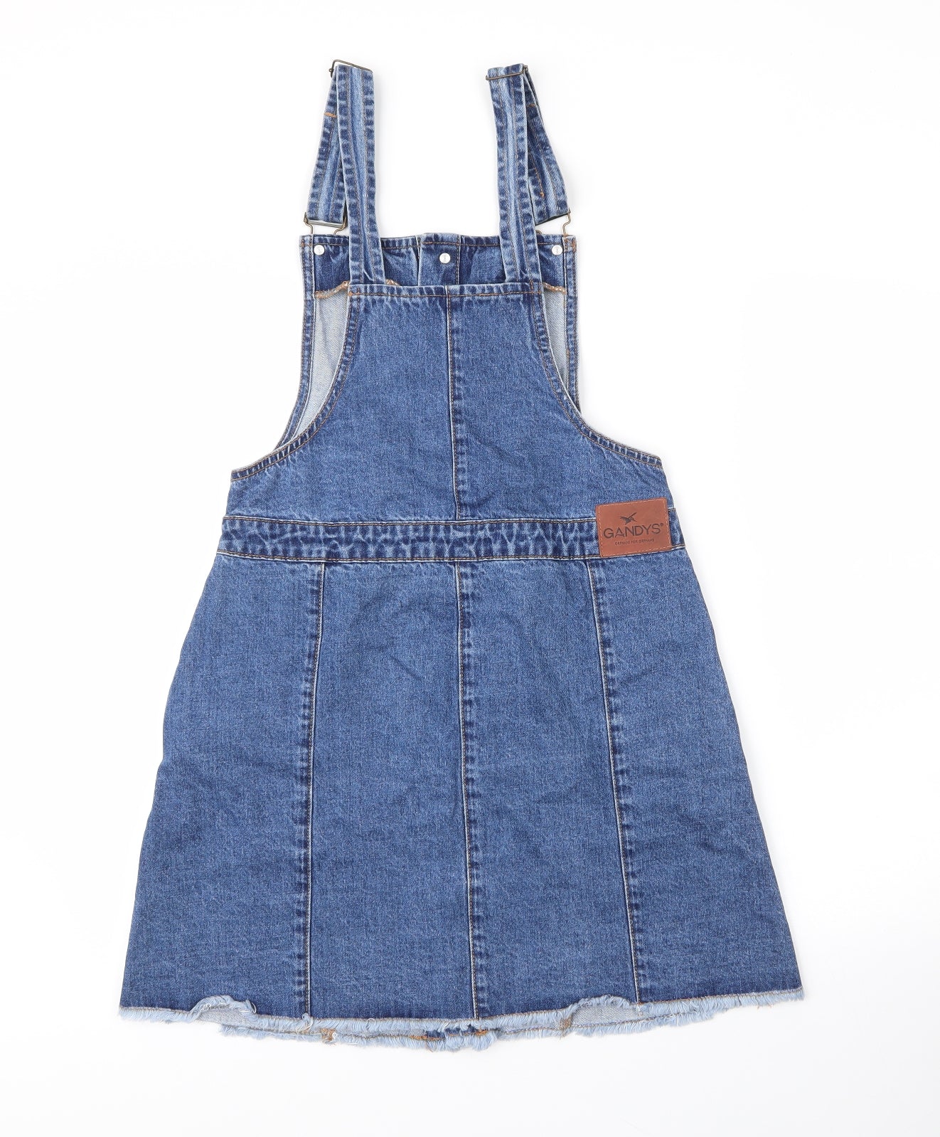 Gandys Womens Blue  Cotton Pinafore/Dungaree Dress  Size 10  Square Neck Button