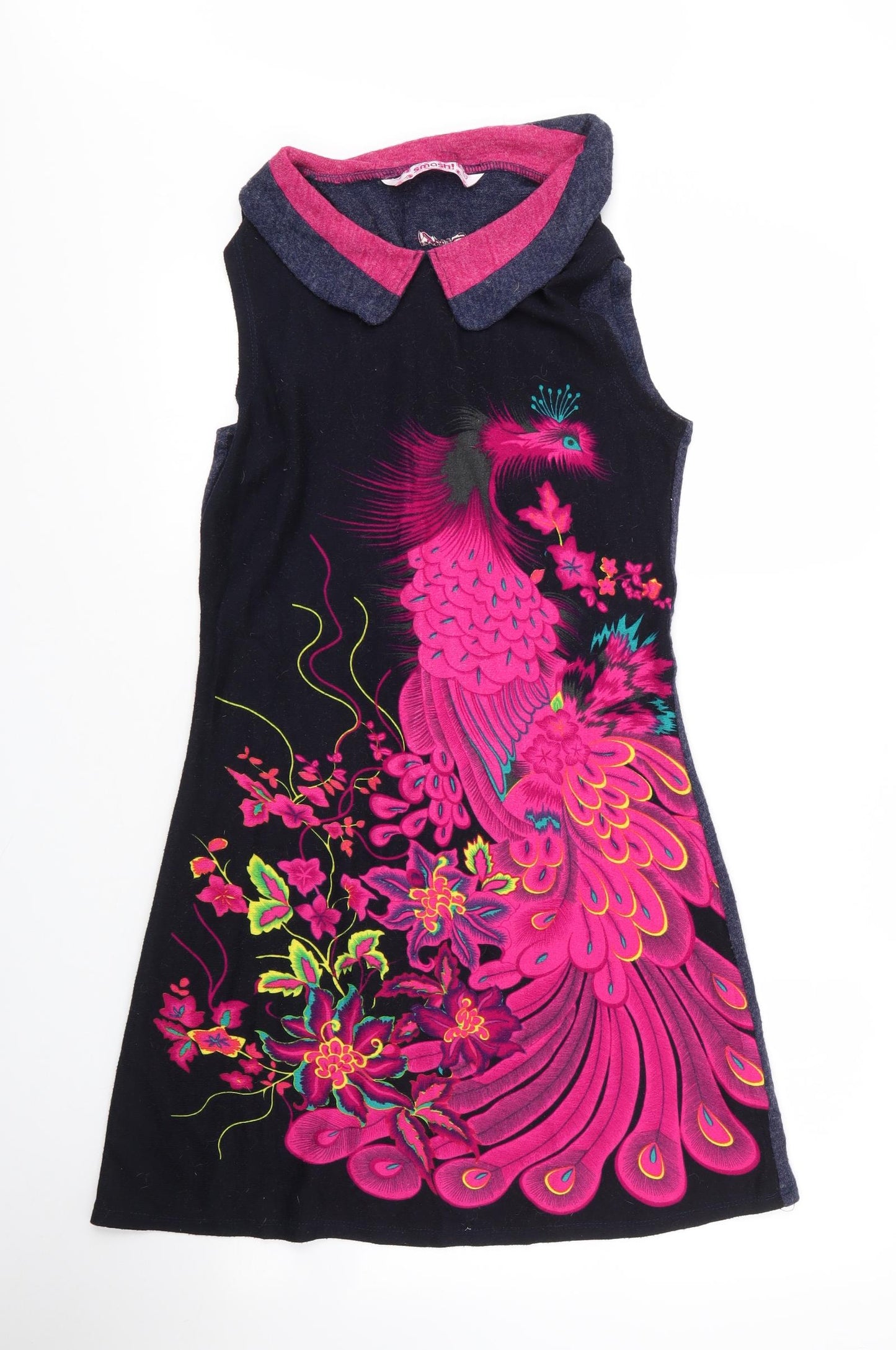 Smash Womens Blue Paisley Polyester Tunic Blouse Size L Collared