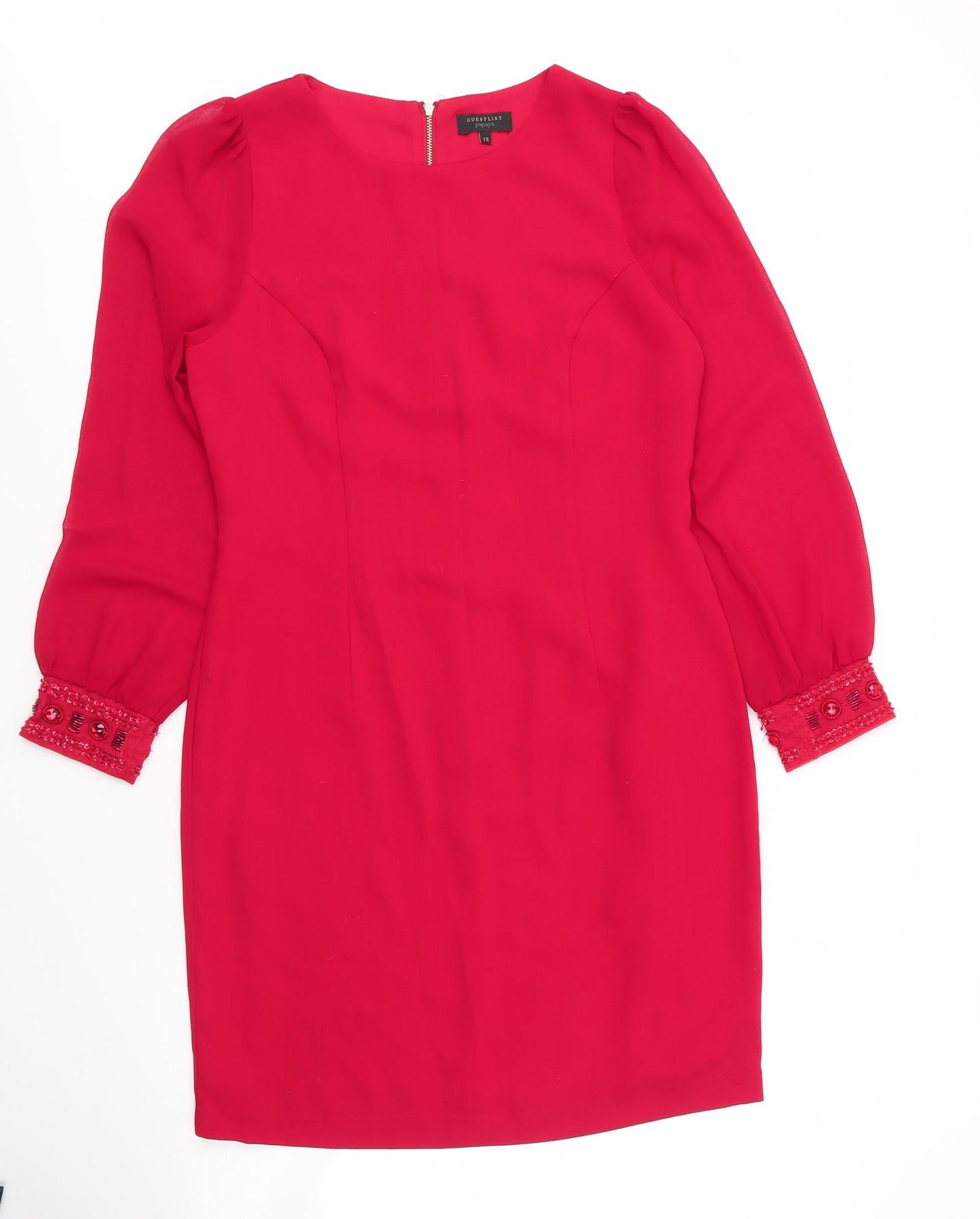 Papaya Womens Red  Polyester Tunic Blouse Size 12 Round Neck